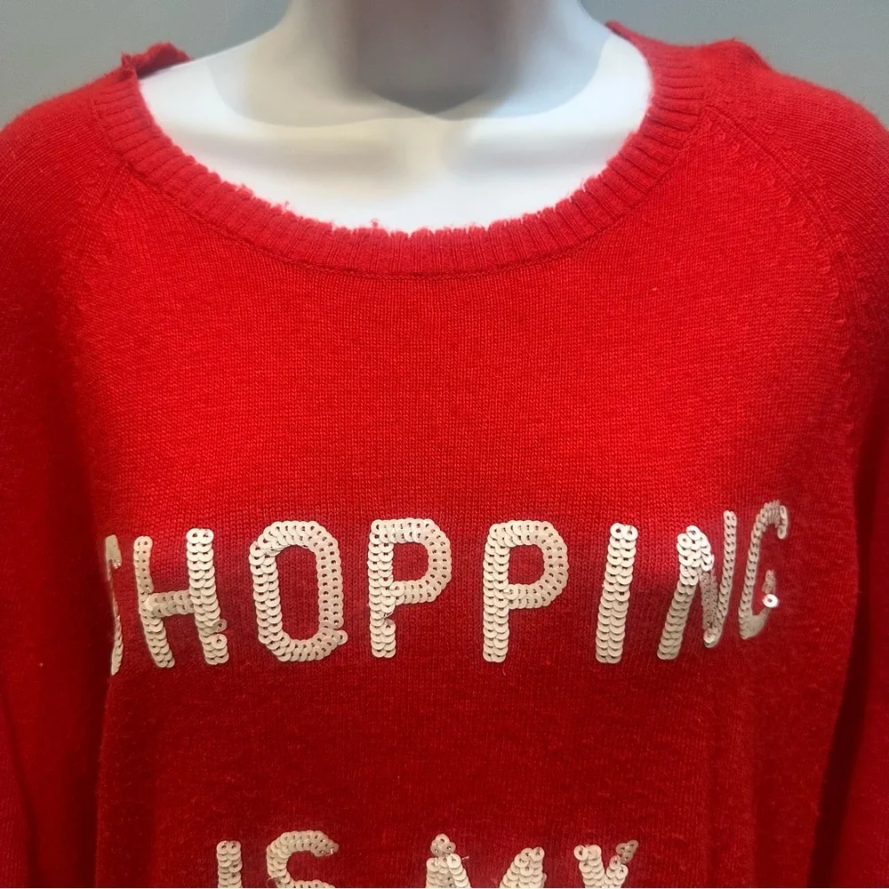 Wildfox Angora Rabbit Hair Sequin Knit Sweater Red SHOPPING IS MY CARDIO Medium